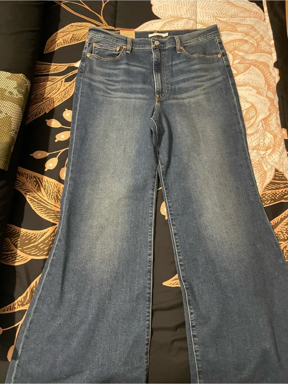 Levi's Medium Blue High-Rise Wide-Leg Jeans